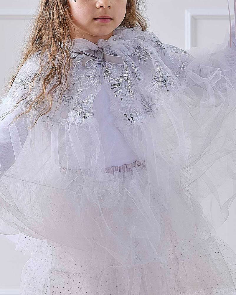 Fairy Princess White & Silver Sparkle Cape - Image 2