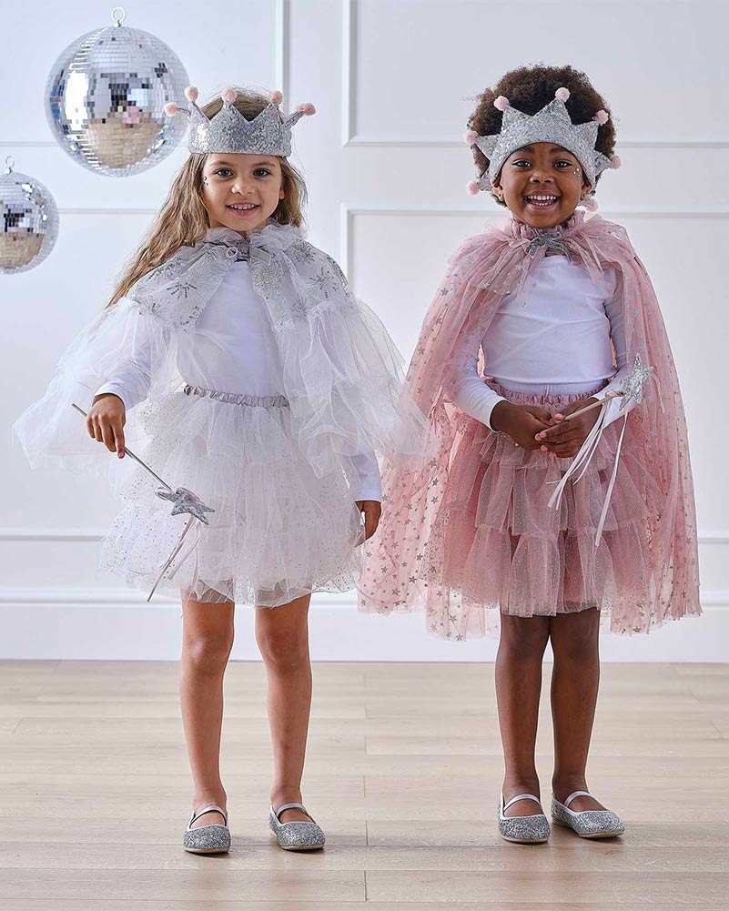 Fairy Princess White & Silver Sparkle Cape - Image 3