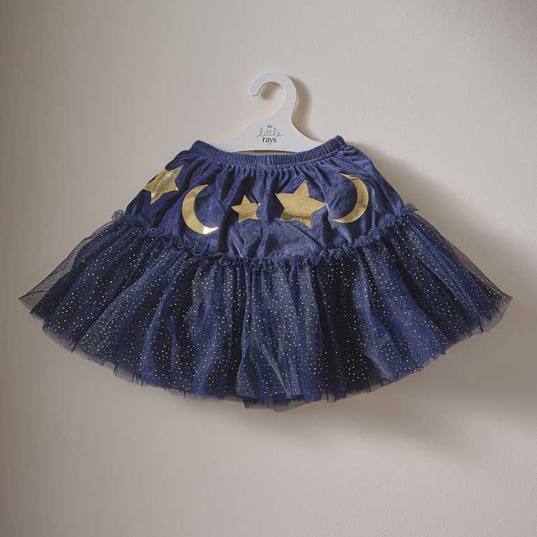 Fancy Dress Navy Velvet Sparkle Kids Wizard Tutu 5-7 Years - Image 2