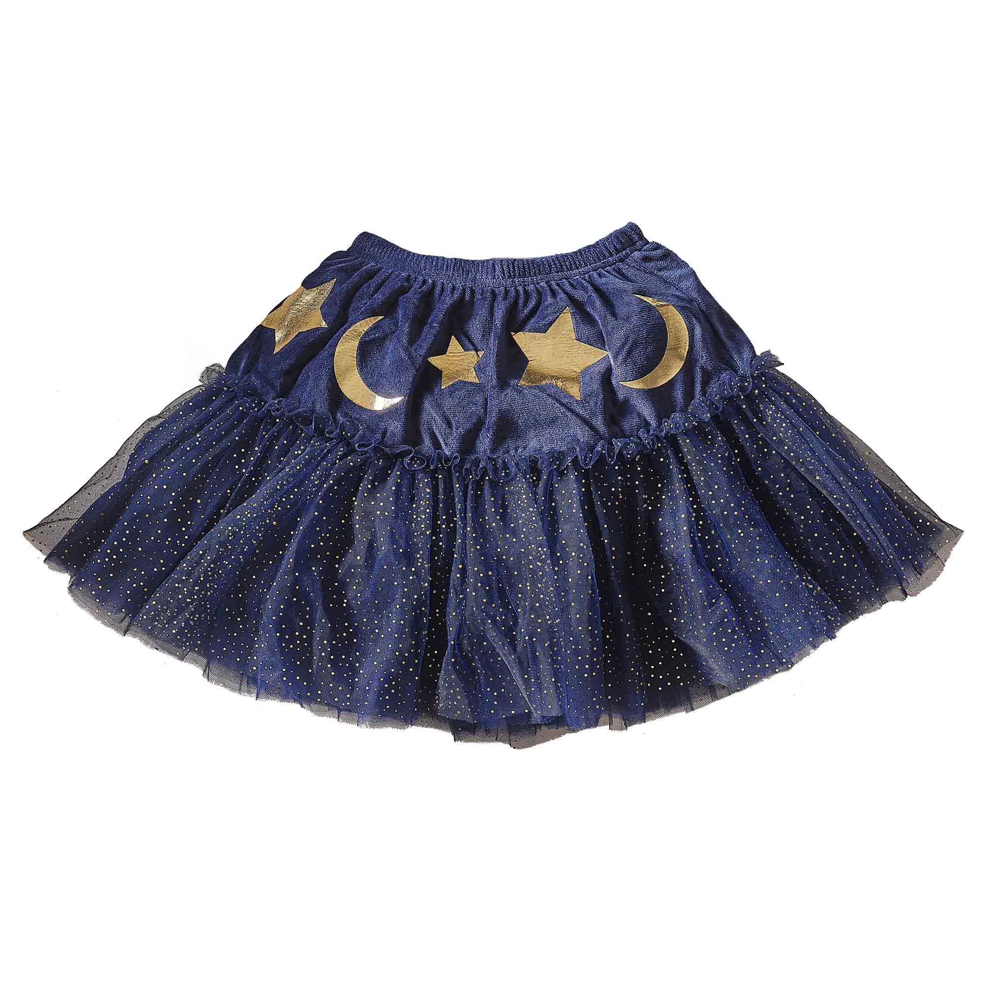 Fancy Dress Navy Velvet Sparkle Kids Wizard Tutu 5-7 Years - Image 3