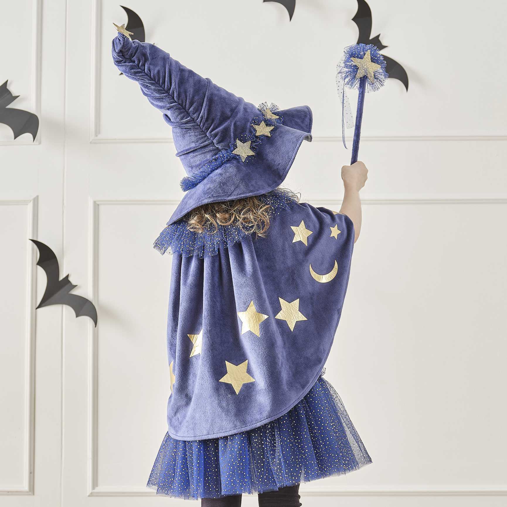 Fancy Dress Navy Velvet Sparkle Kids Wizard Tutu 5-7 Years - Image 4