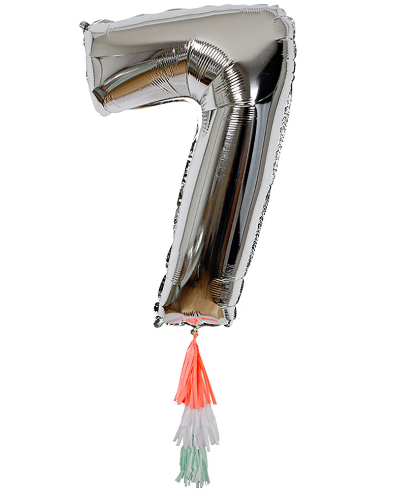 Fancy Number Seven Silver Foil Balloon