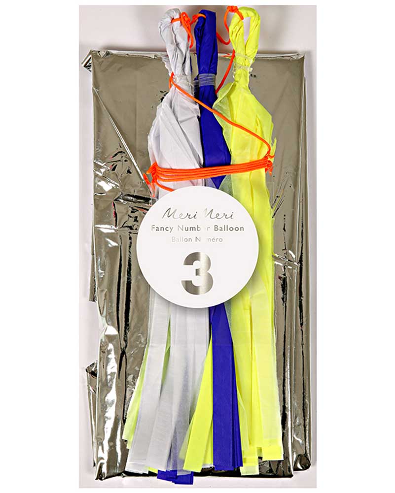 Fancy Number Three Silver Foil Balloon - Image 2