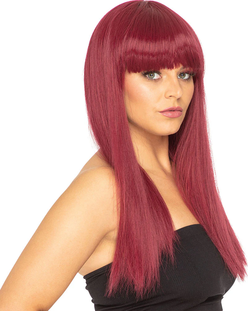 Fashion Deluxe Bordeaux Red Long Wig - Image 2