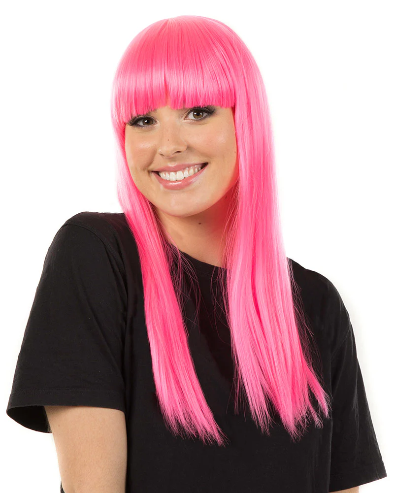 Fashion Deluxe Neon Pink Long Wig - Image 4
