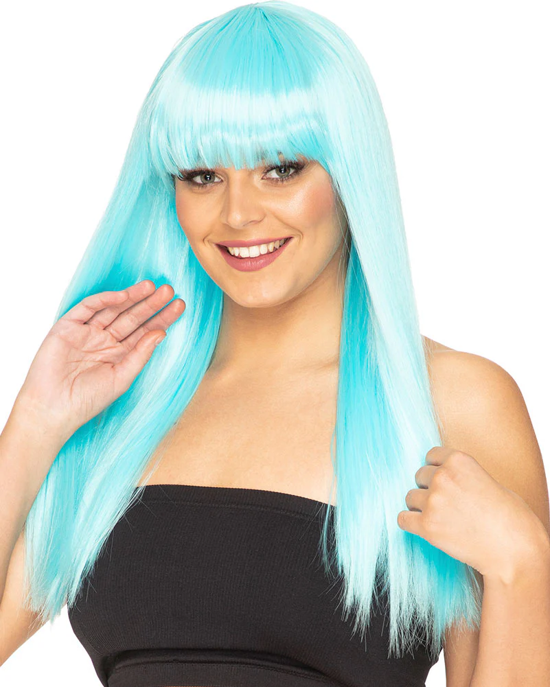 Fashion Deluxe Soft Teal Long Wig - Image 2