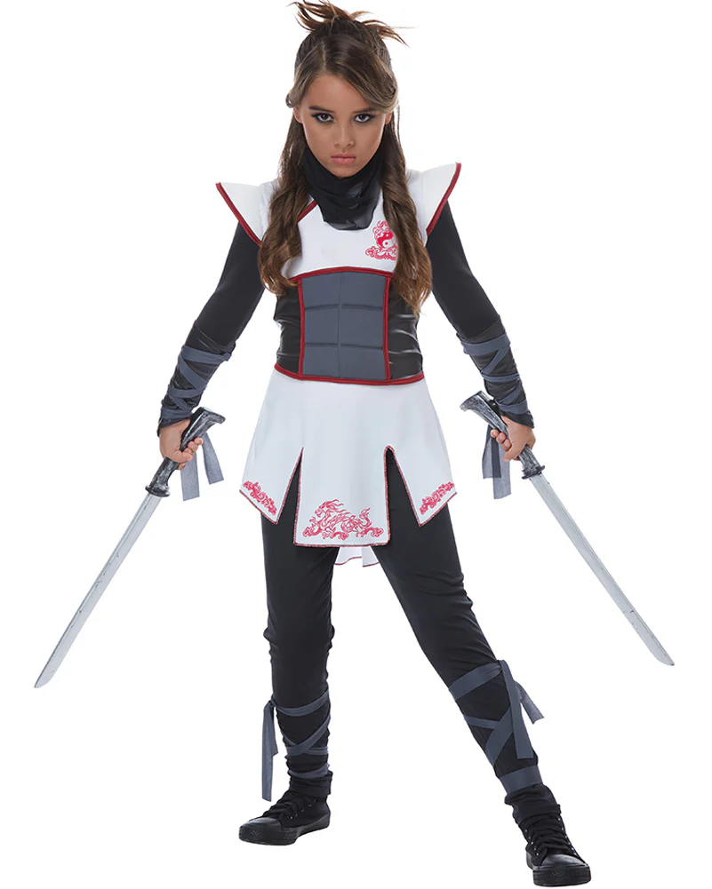 Fearless Ninja White Girls Costume - Image 2
