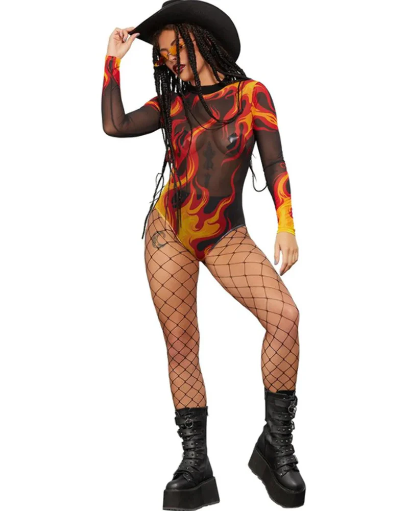 Fever Flame Bodysuit Womens Costume - Image 2