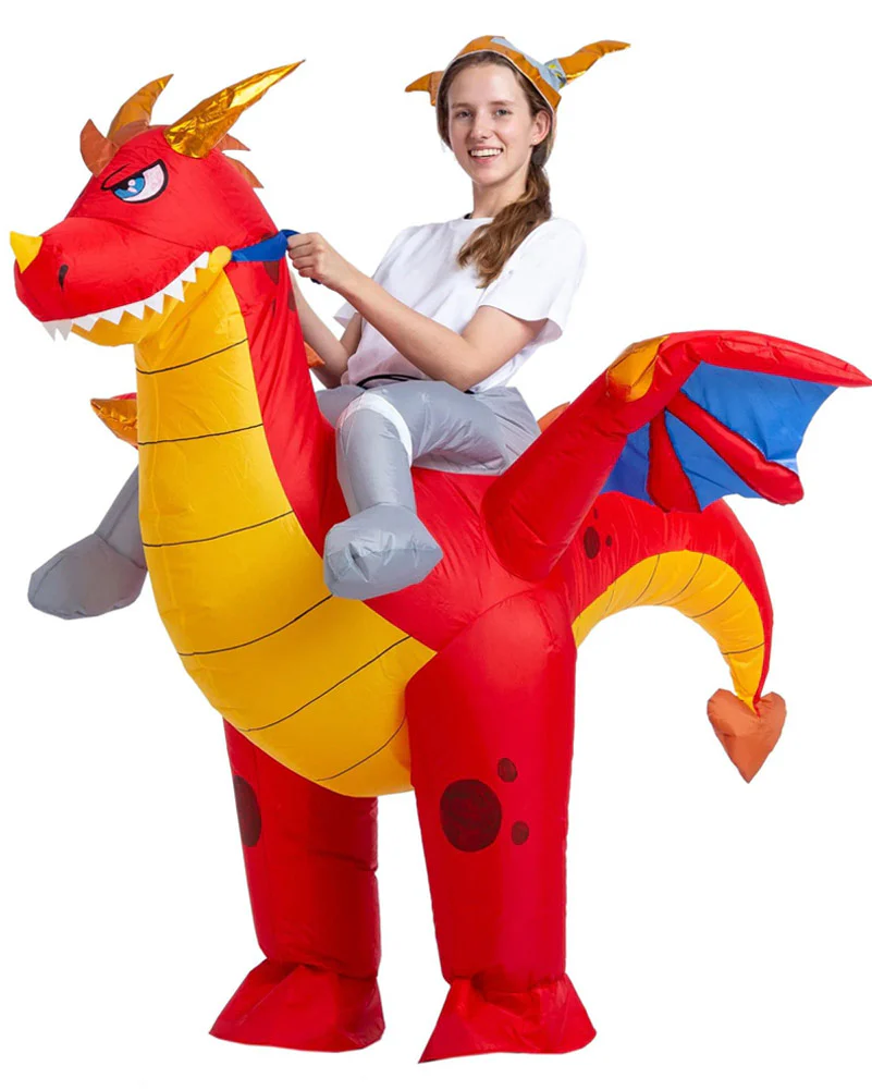 Fire Dragon Ride-On Inflatable Adult Book Week Costume - Image 3