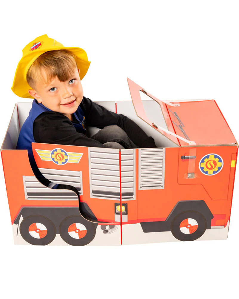Fireman Sam Tabard Hat and 3D Cardboard Firetruck Set - Image 3