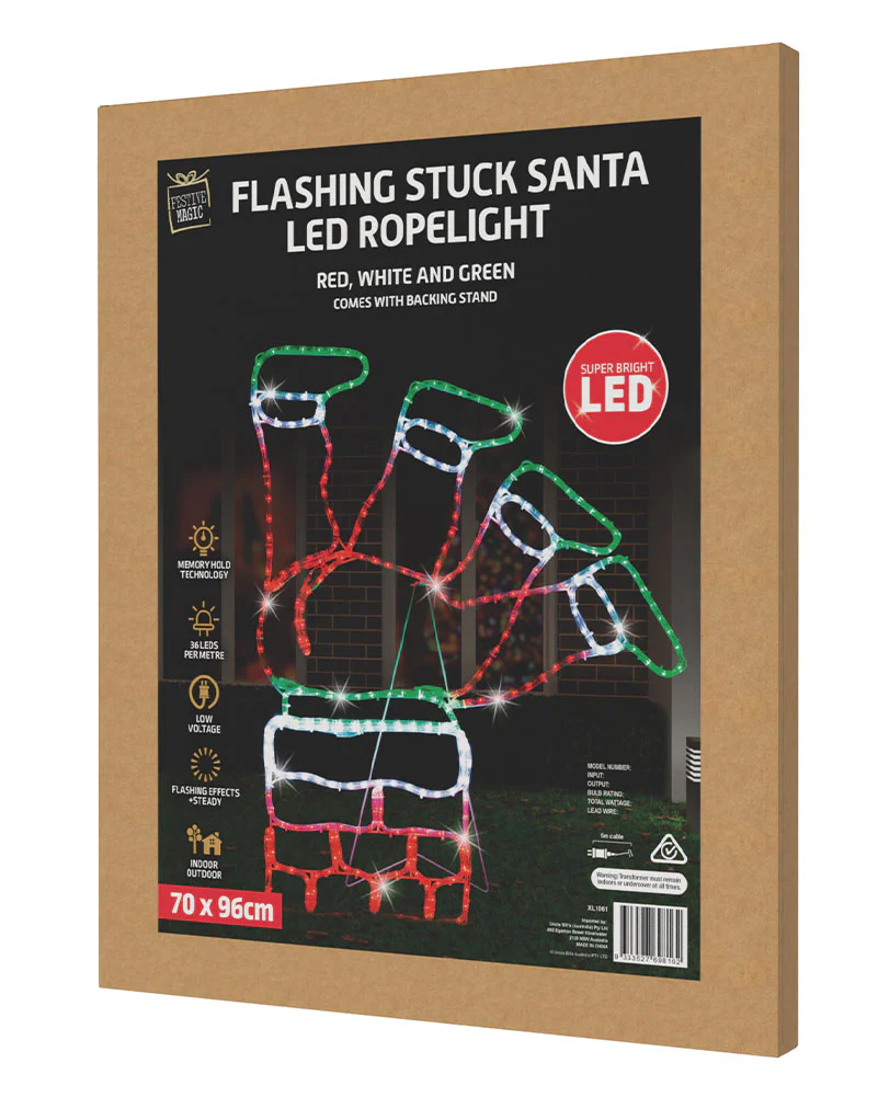 Flash Ropelight Christmas LED Santa Stuck In Chimney - Image 4