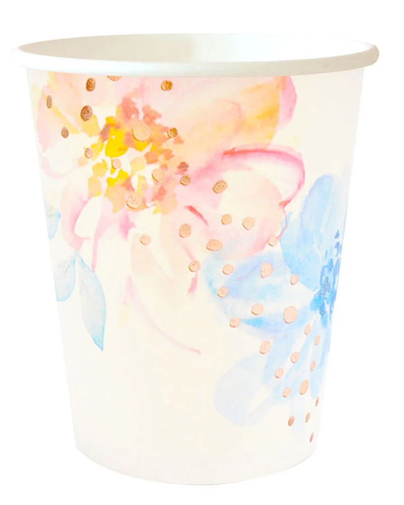 Floral Rose Gold 266ml Paper Cup Pack of 10 - Image 2