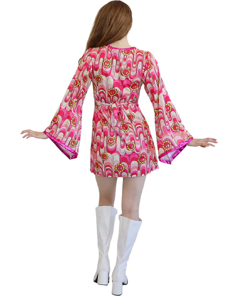 60s Flower Power Dress Womens Costume - Image 2