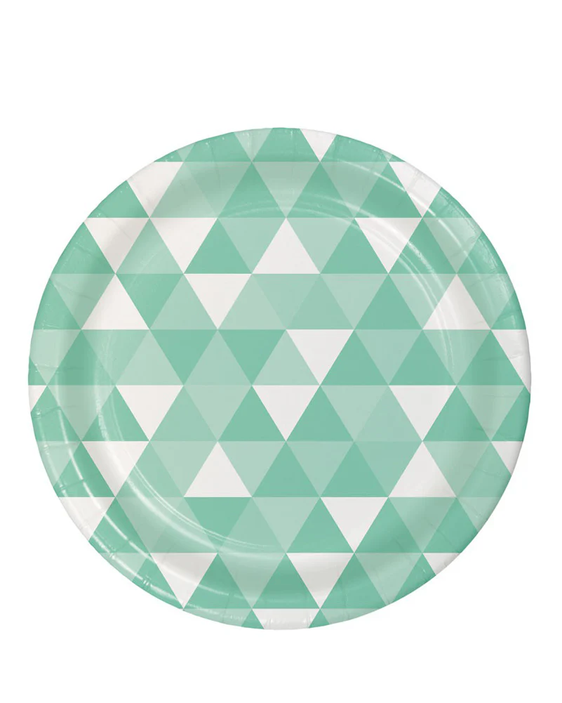 Fresh Mint Fractal 22cm Paper Plates Pack of 8