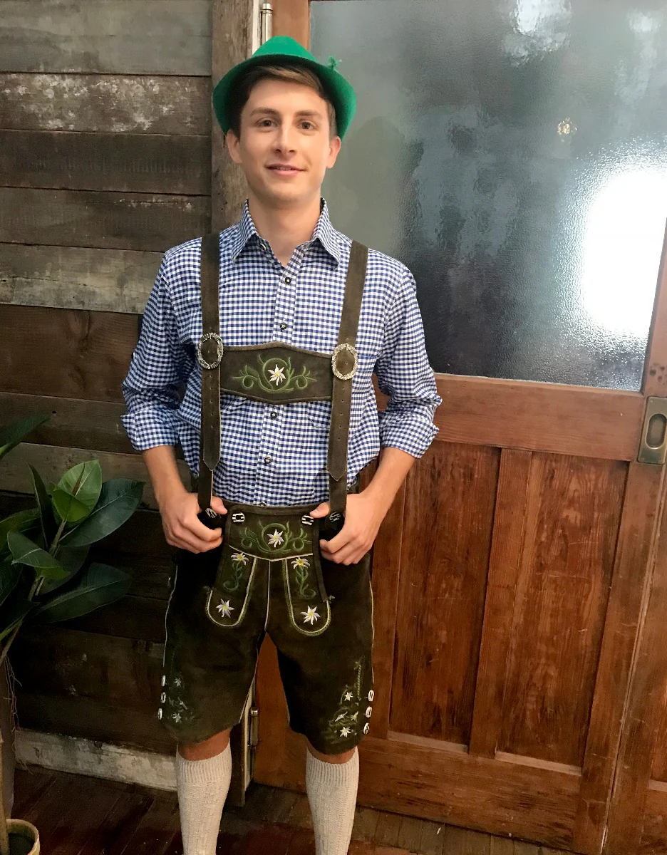 Fritz Authentic Leather Lederhosen Mens Costume - Image 5