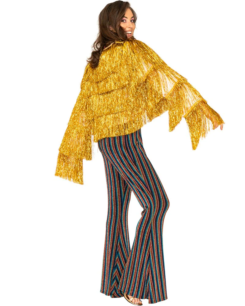 70s Funky Fringe Gold Disco Plus Size Womens Jacket - Image 4