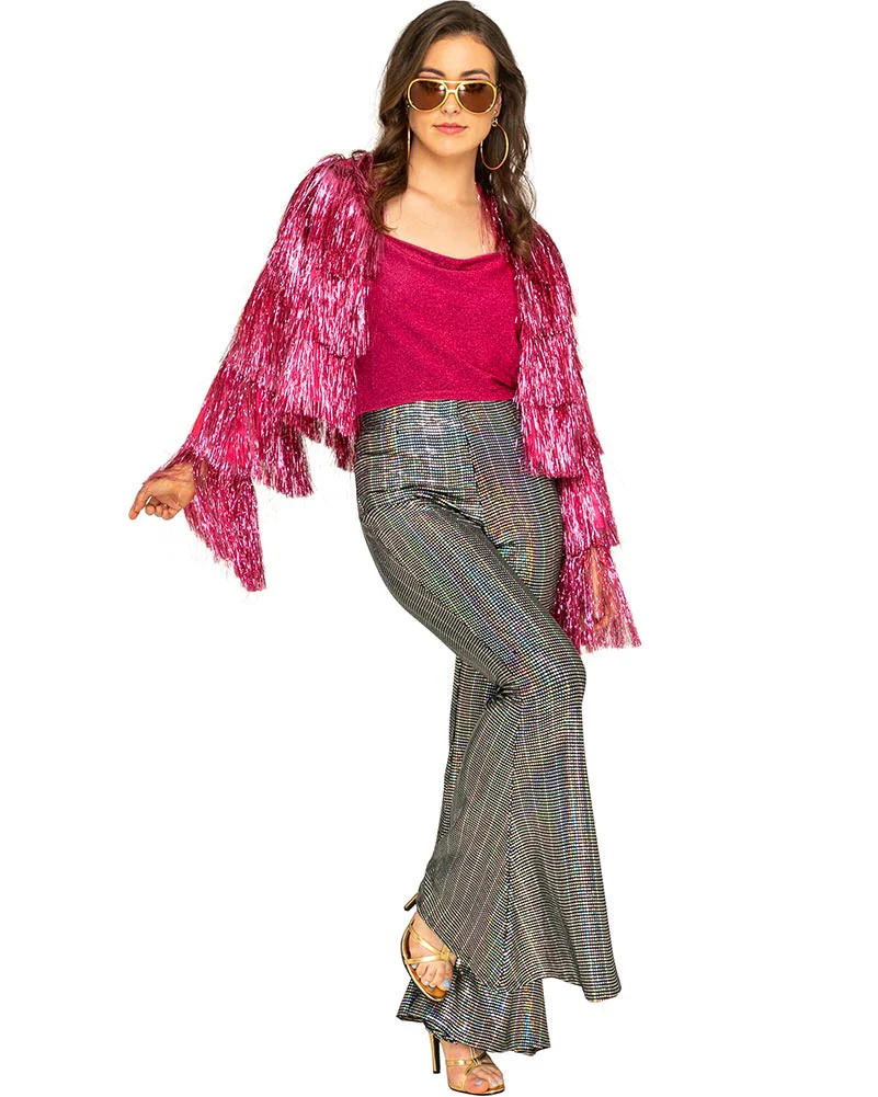 70s Funky Fringe Pink Disco Womens Jacket - Image 4