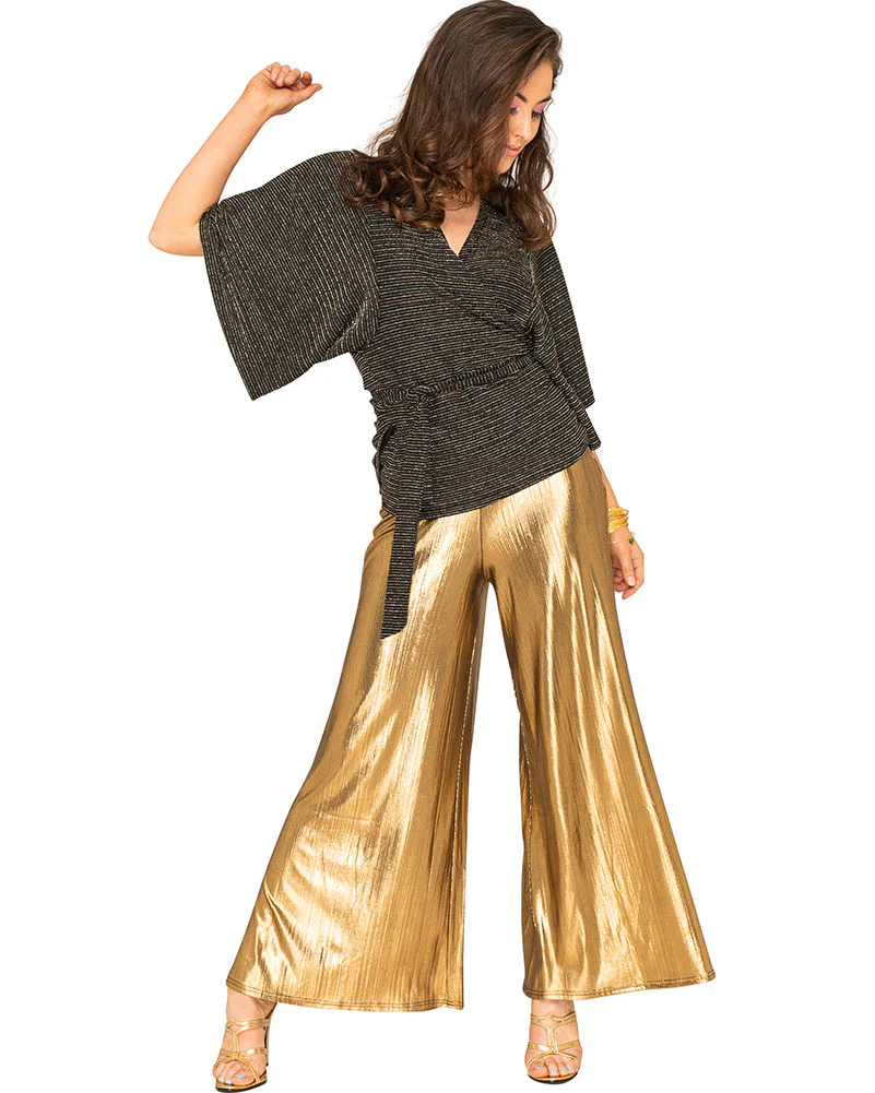 Funky Gold 70s Plus Size Womens Palazzo Pants - Image 3