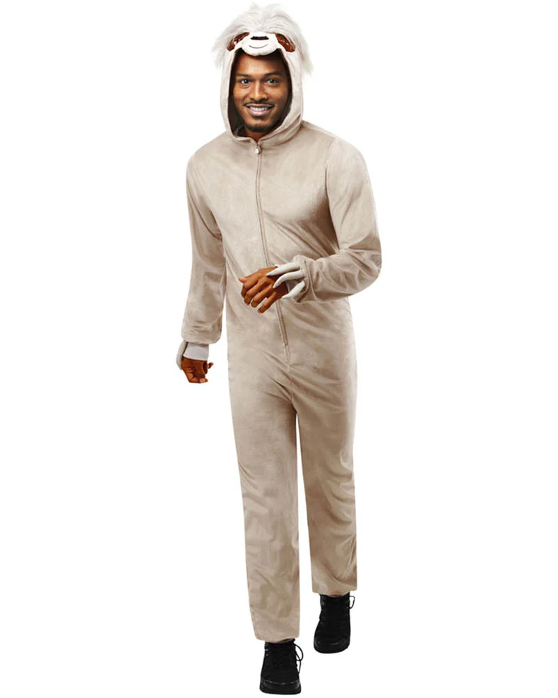 Furry Sloth Hooded Adult Onesie - Image 2