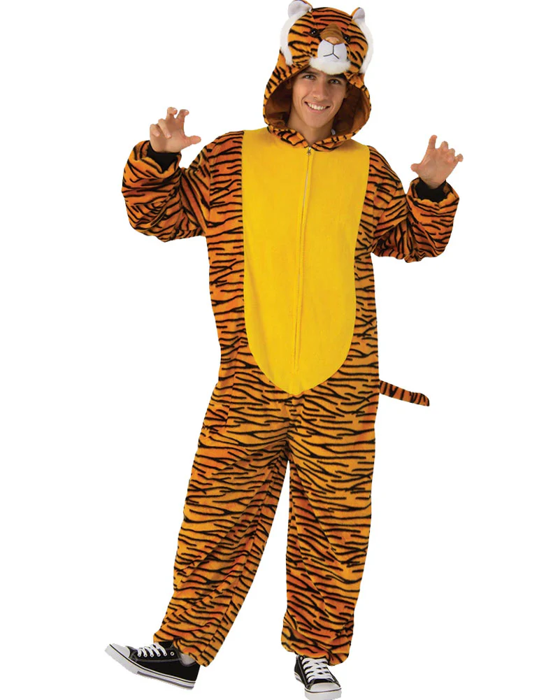 Furry Tiger Jumpsuit Adult Costume - Image 3