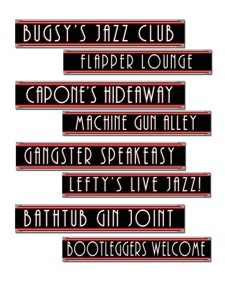 20s Gangster Street Sign Cutouts Pack of 4