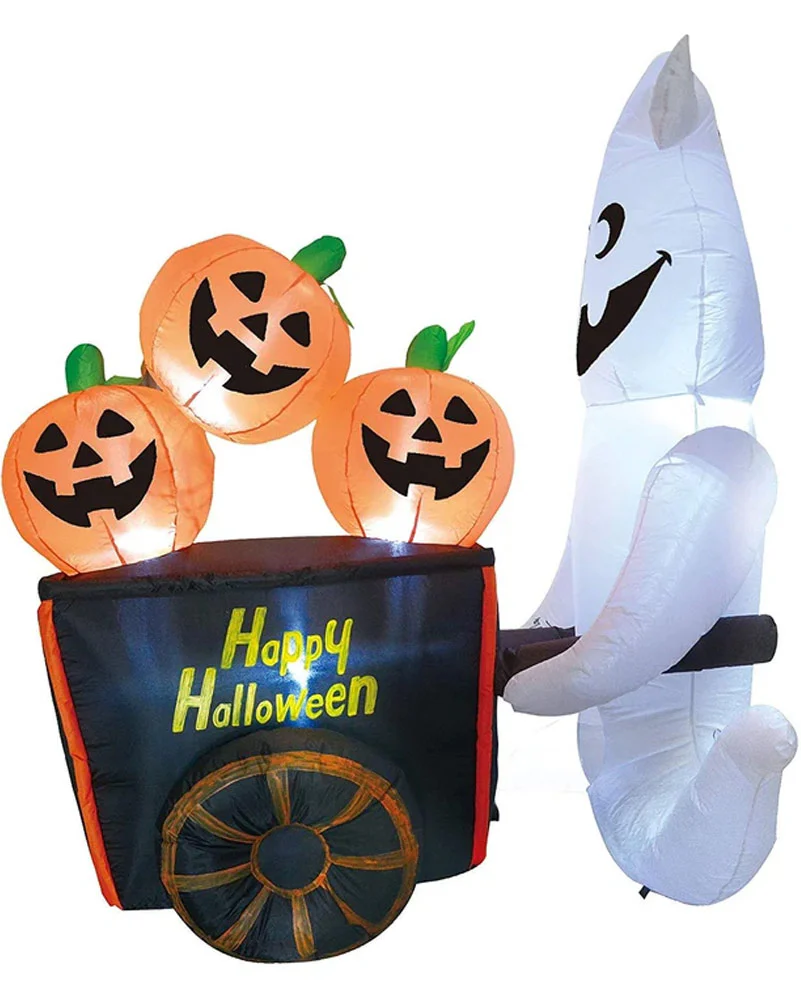 Ghost Pushing Pumpkin Cart Lawn Inflatable 1.8m - Image 2