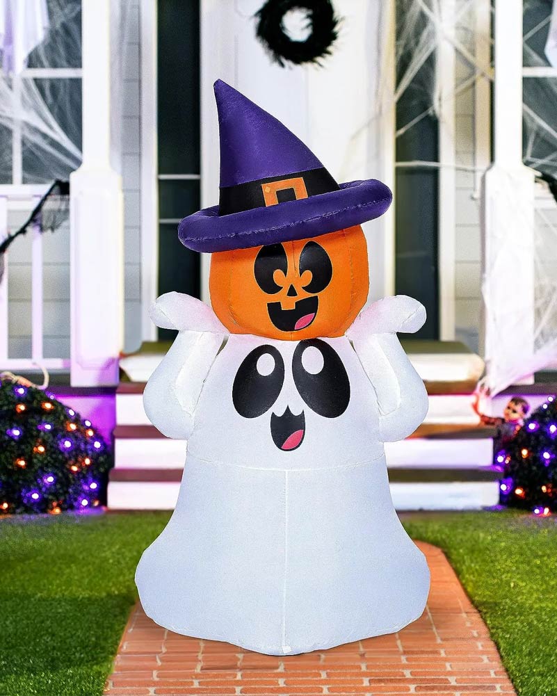 Ghost with Pumpkin LED Lawn Inflatable 1.5m - Image 3