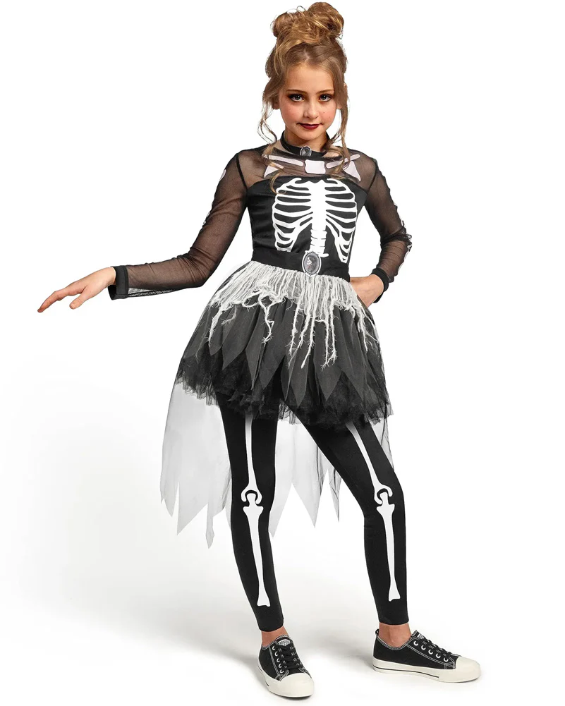 Ghostly Skeleton Girls Costume - Image 3