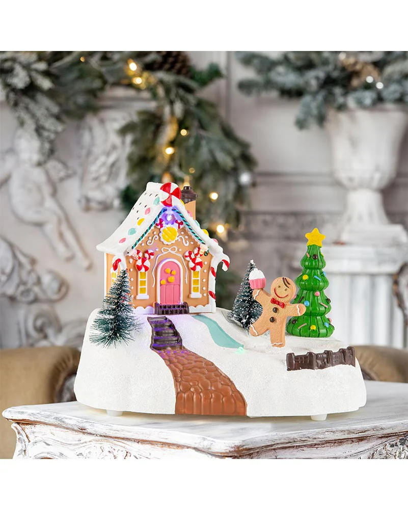 Gingerbread House Musical LED Christmas Decoration 20cm with USB - Image 5
