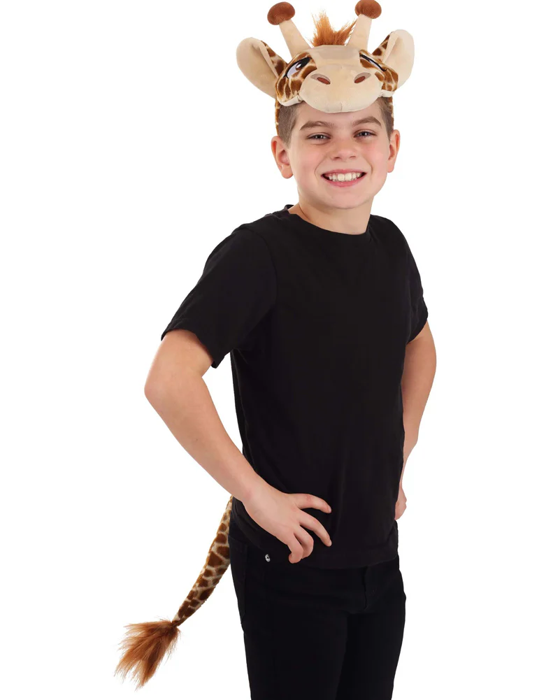 Giraffe Plush Headband and Tail Deluxe Set