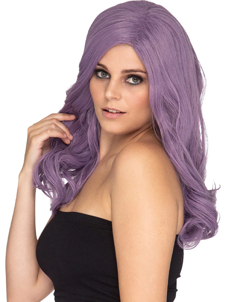 Glamour Deluxe Ashes of Violets Purple Long Wavy Wig - Image 2