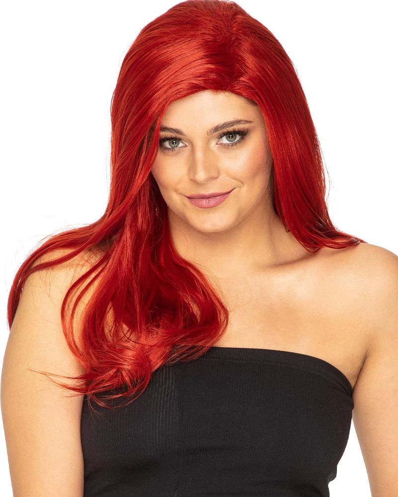 Glamour Deluxe Deep Red Long Wavy Wig - Image 2