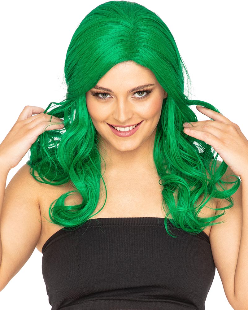 Glamour Deluxe Emerald Green Long Wavy Wig - Image 2