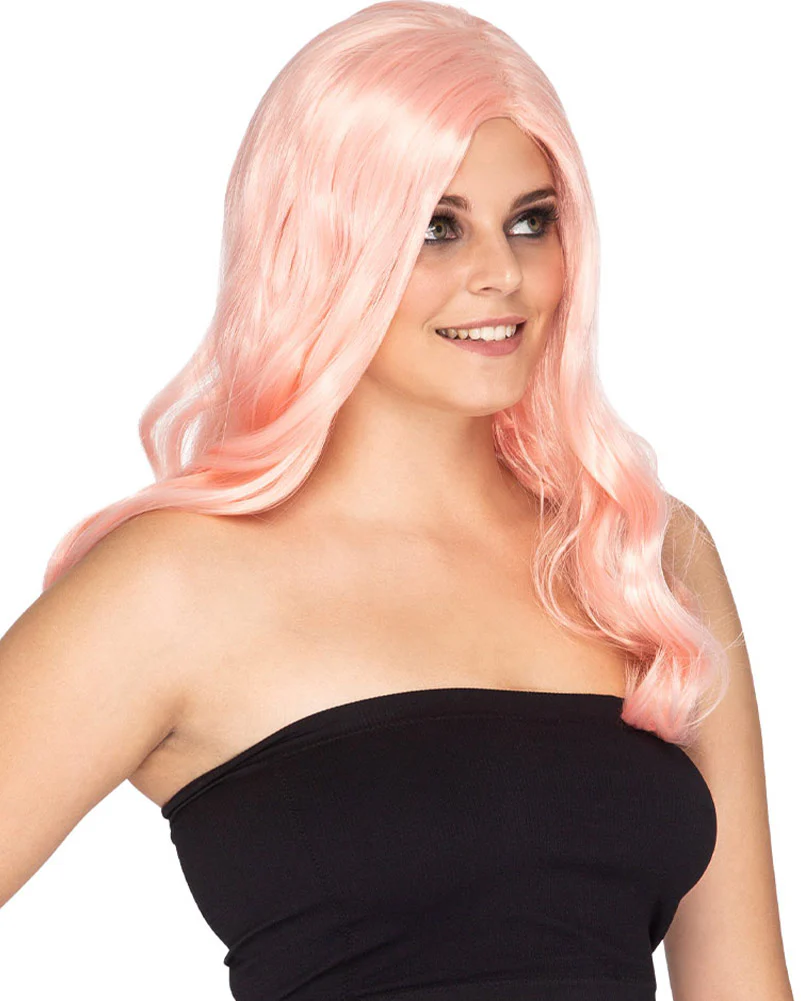 Glamour Deluxe Fairy Floss Pink Long Wavy Wig - Image 2