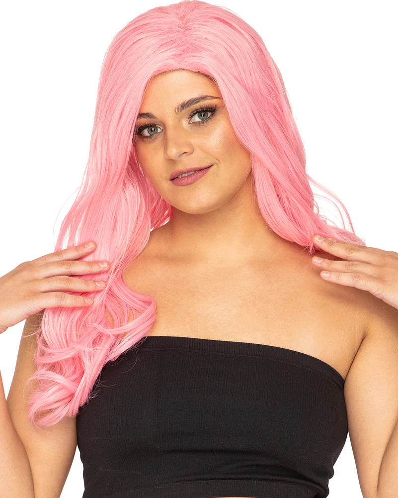 Glamour Deluxe Musk Stick Pink Long Wavy Wig - Image 2