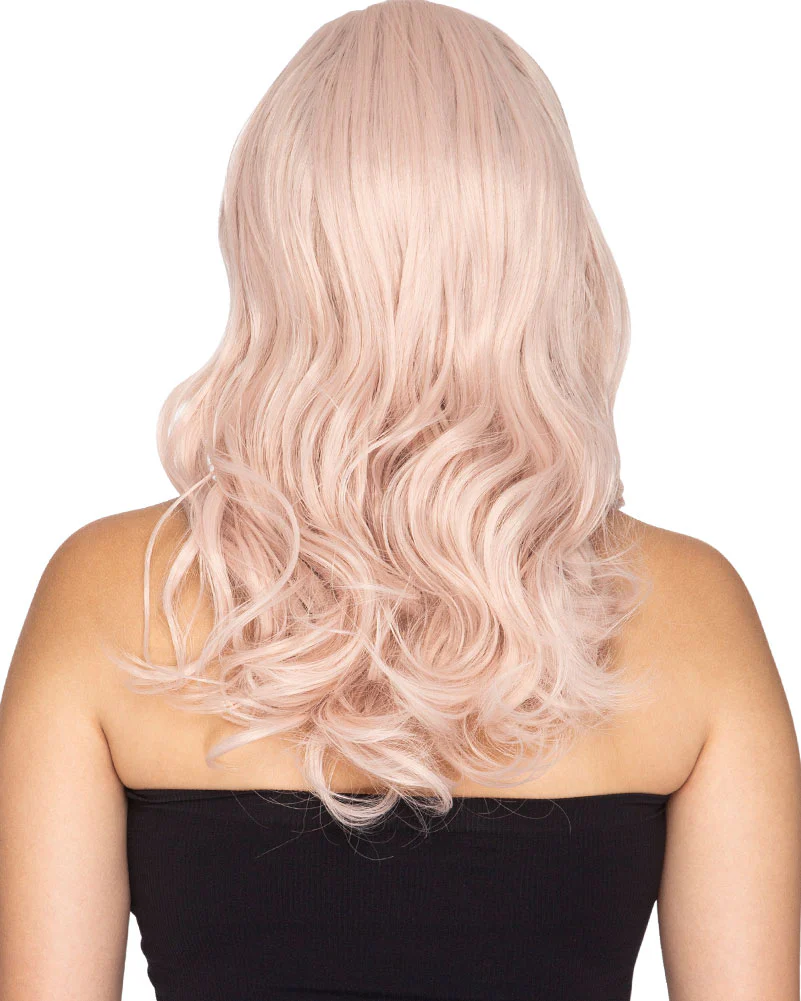 Glamour Deluxe Platinum Pink Long Wavy Wig - Image 3