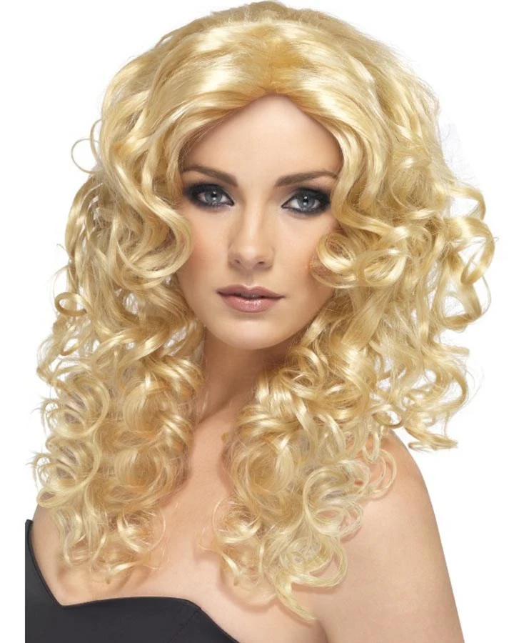 Glamour Long Curly Blonde Wig