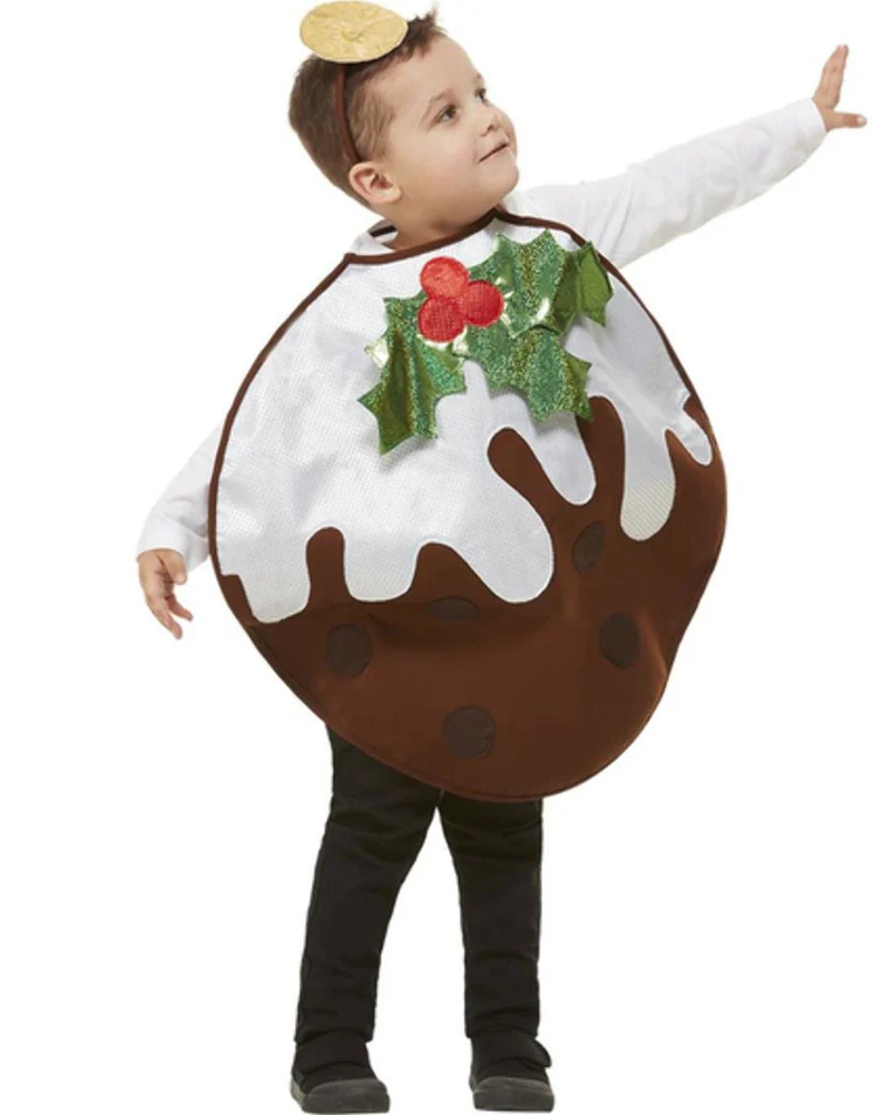 Glitter Christmas Pudding Kids Christmas Costume - Image 2