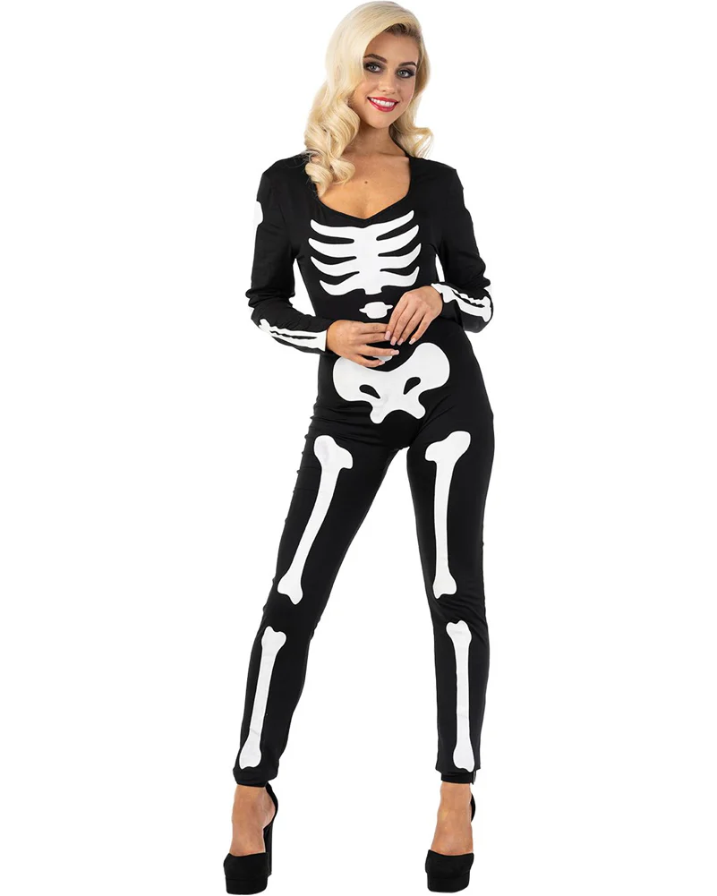 Glow in the Dark Skeleton Bodysuit Womens Costume - Image 2