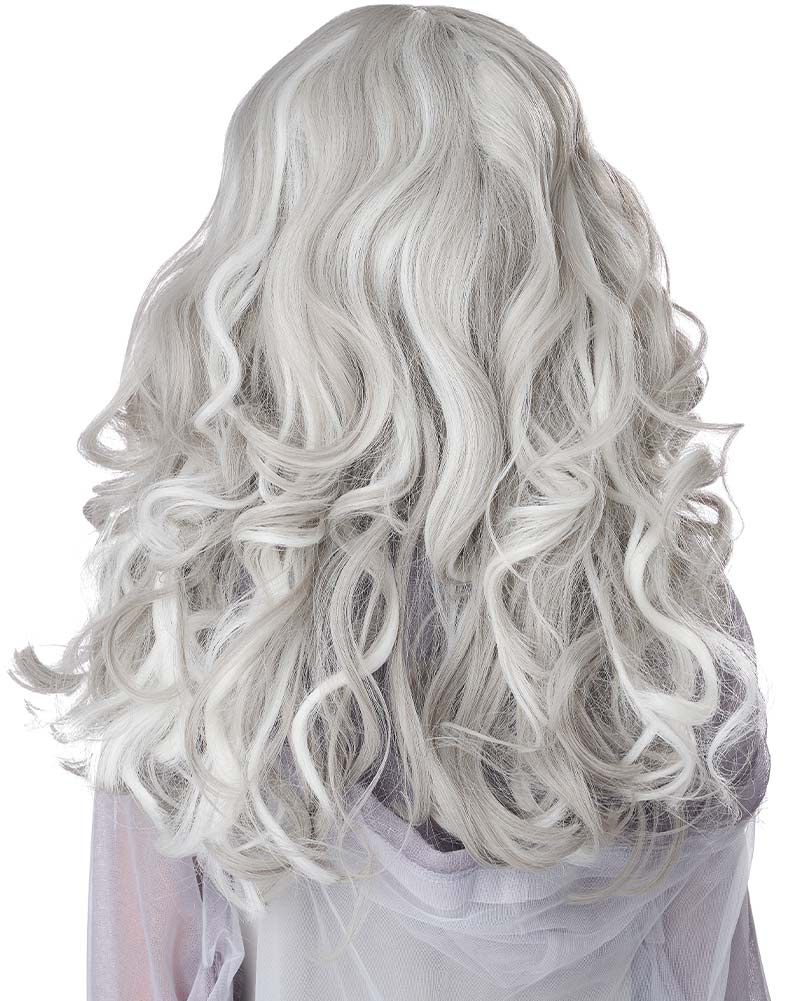 Glow in the Dark Ghost Long Grey Kids Wig - Image 4