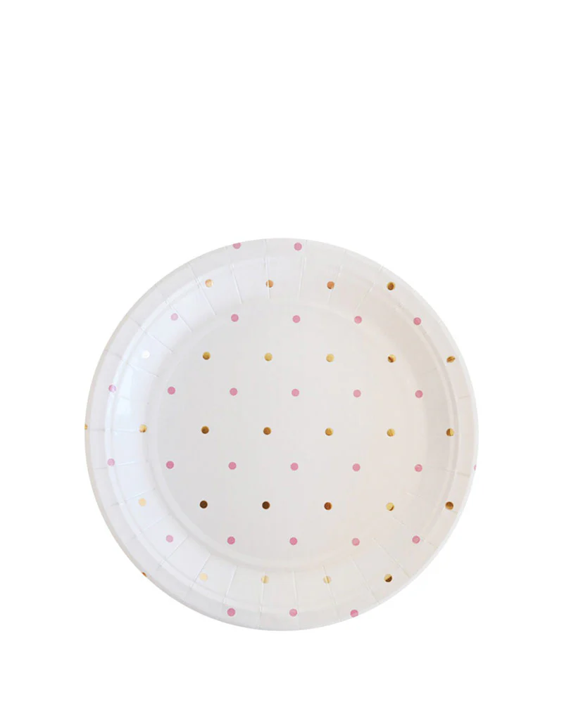 Gold and Pink Dots 18cm Paper Plates Pack of 10 - Image 2