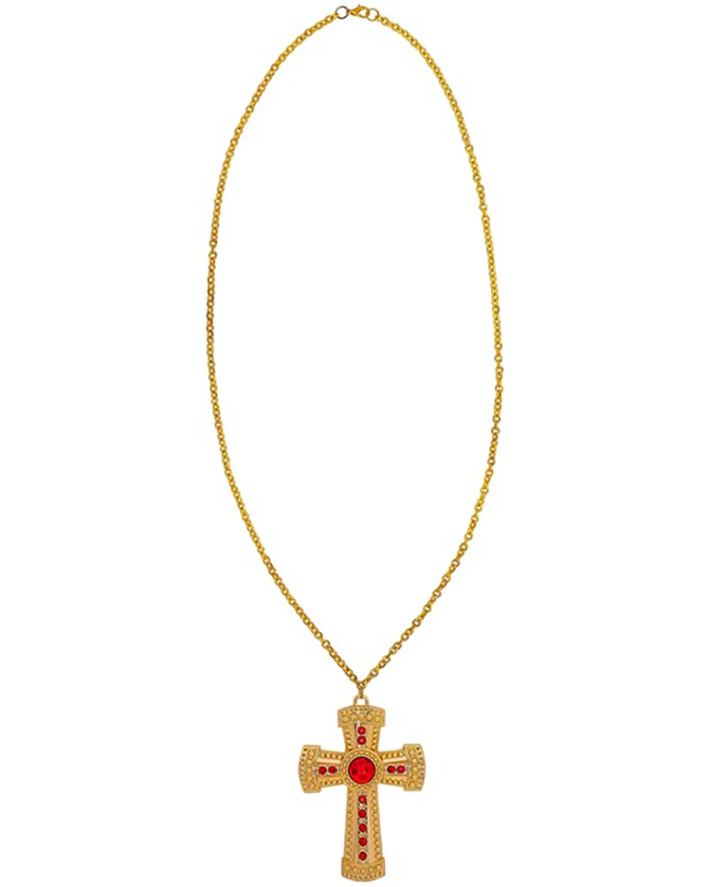 Gold Cross Necklace with Gems - Image 2