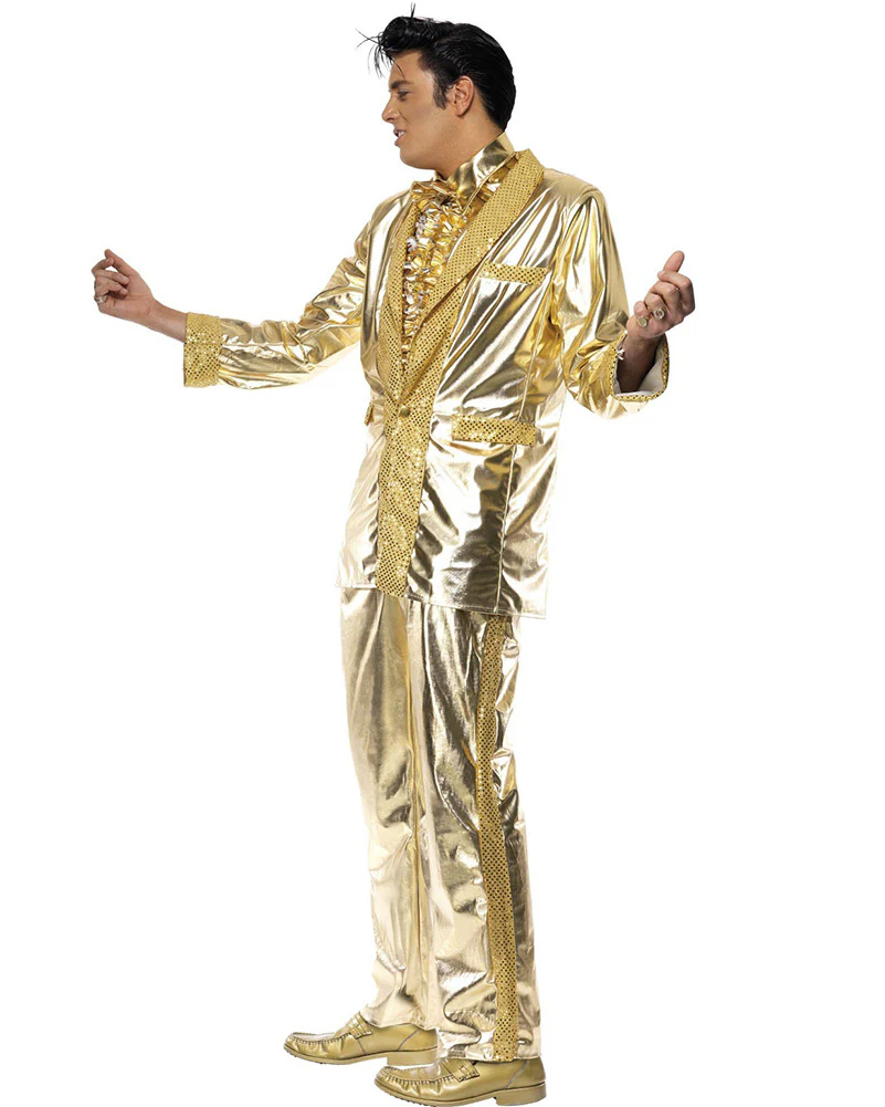 Gold Elvis Suit Mens Costume - Image 3