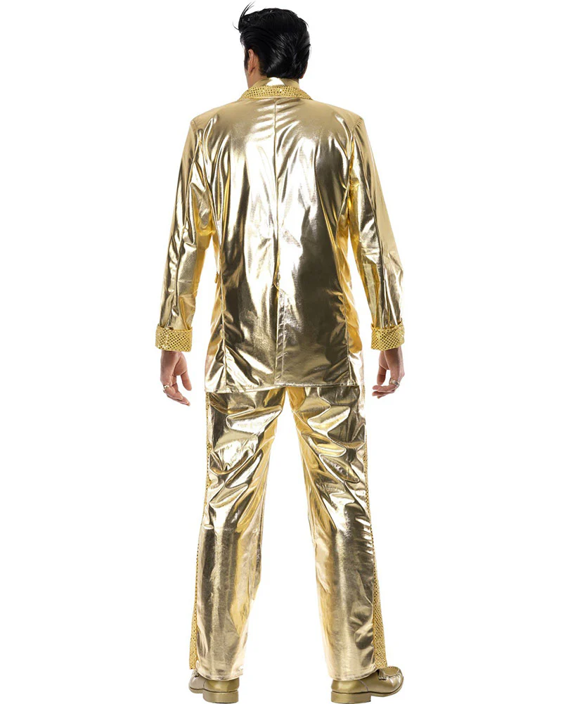 Gold Elvis Suit Mens Costume - Image 4