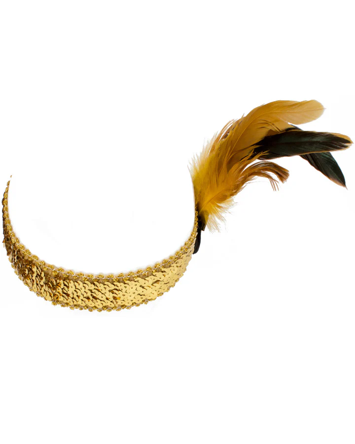 20s Gold Feather Flapper Headband - Image 3