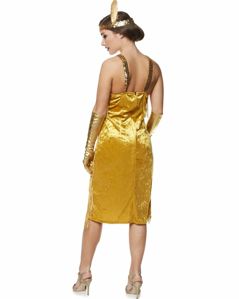 20s Gold Flapper Dress Womens Costume - Image 2
