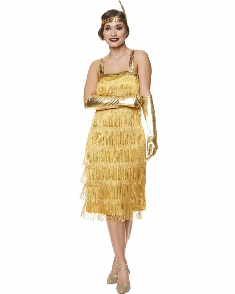 20s Gold Flapper Dress Womens Costume - Image 3