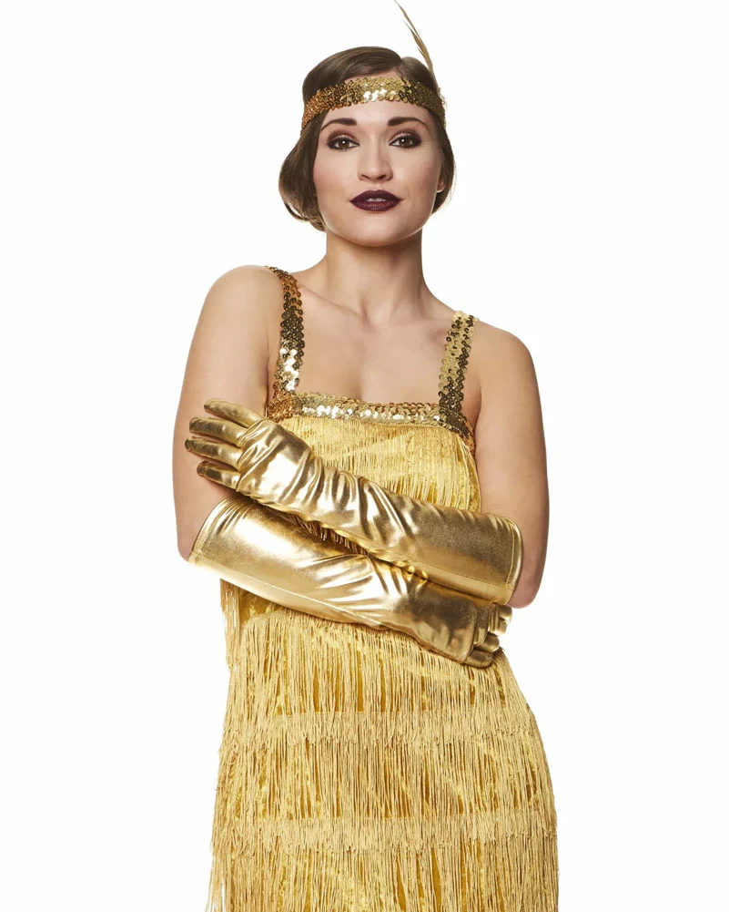 20s Gold Flapper Dress Womens Costume - Image 4