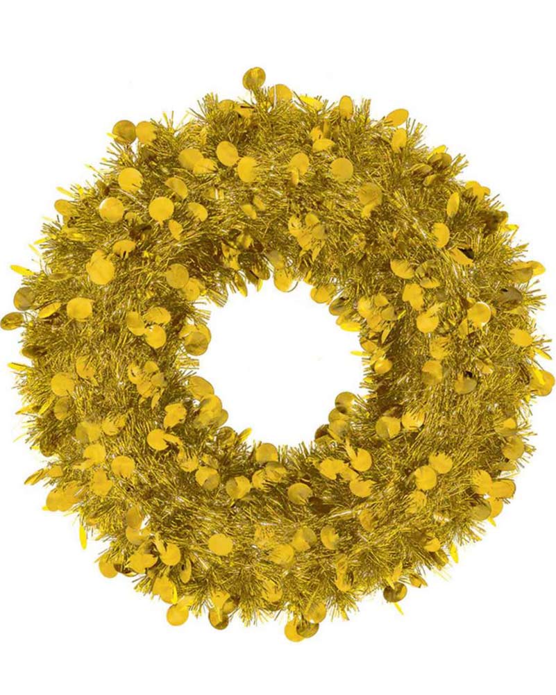 Gold Jumbo Tinsel Christmas Wreath