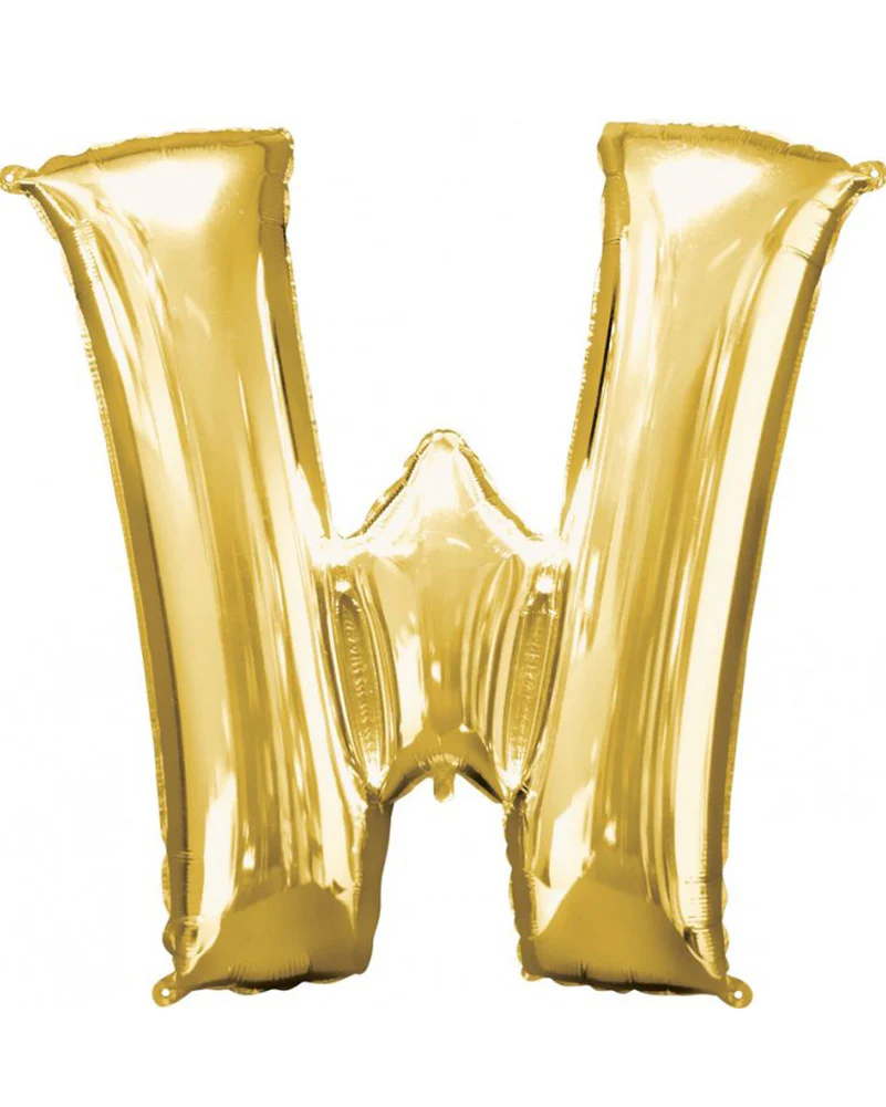 Gold Letter W Supershape 86cm Balloon